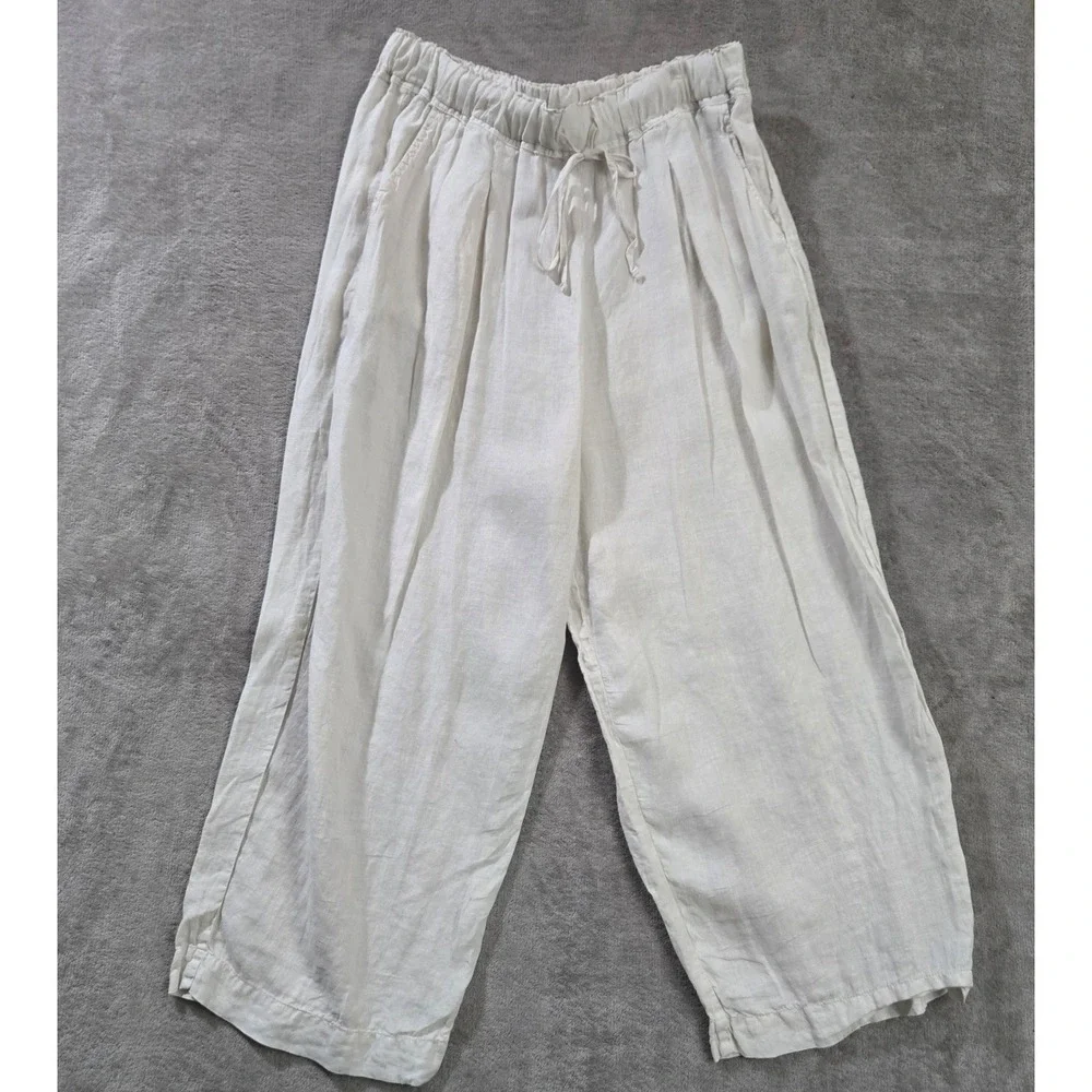 Velvet by Graham & Spencer Linen Pants Large Wide Leg Lagenlook Sustainable Boho